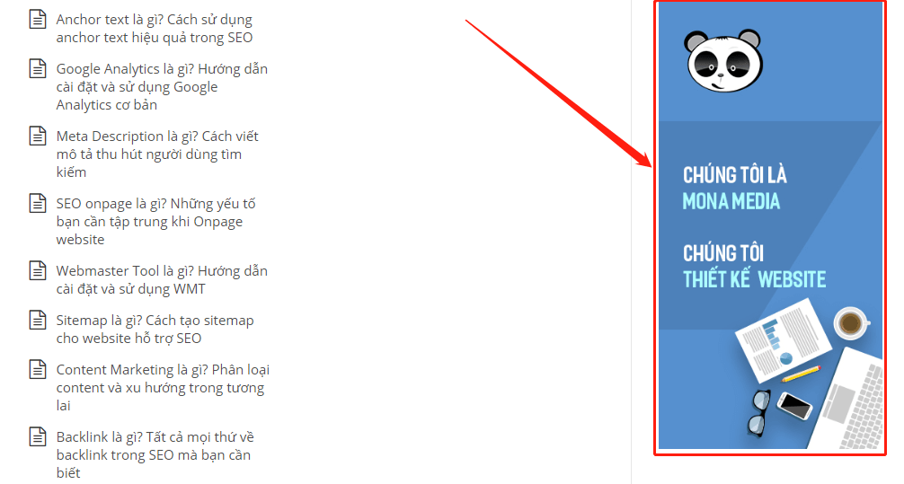Banner quảng cáo trên web mona