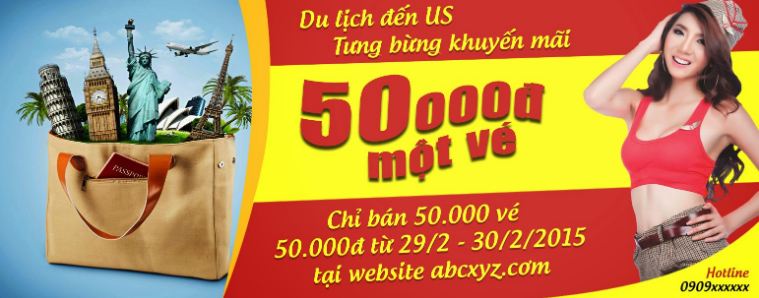 Thiết kế Banner quảng cáo cho du lịch cũng cần thể hiện đầy đủ thông tin