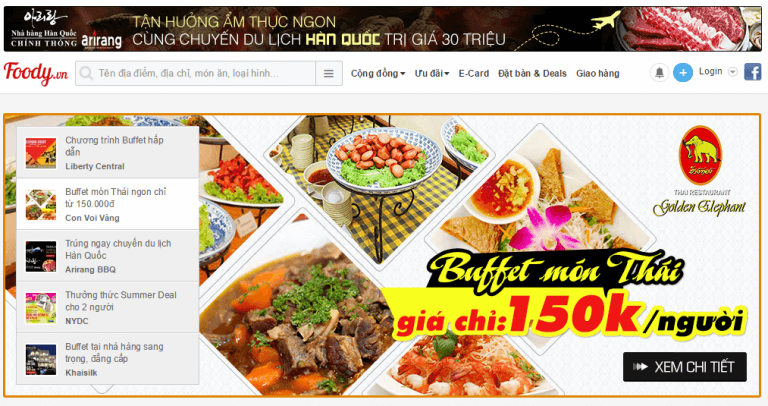 Mẫu website nhà hàng foody