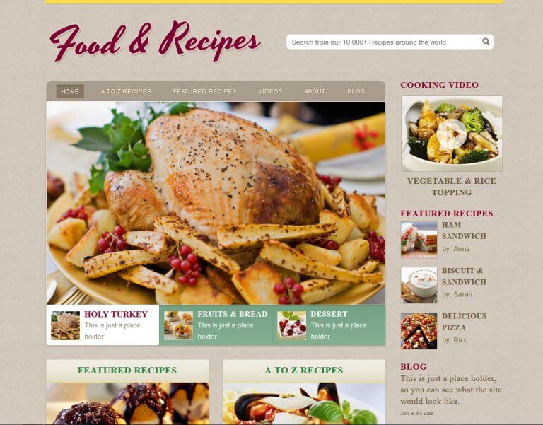 xu hướng thiết kế website nhà hàng food & reciper