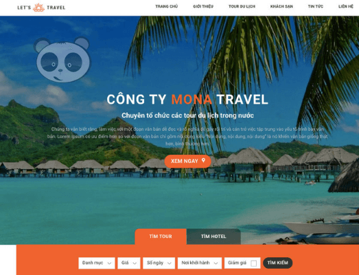 tính năng web du lịch