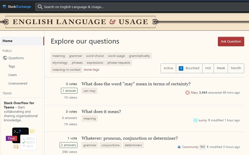 website English Language and Usage Stack Exchange